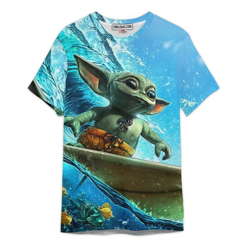 Star Wars Baby Yoda Surfing Gift For Fans Unisex 3D T-shirt - Chic Loom