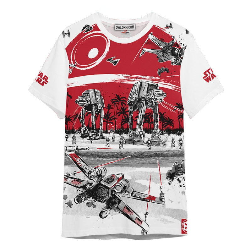 Star Wars Black White Red Gift For Fans Unisex 3D T-shirt - Chic Loom