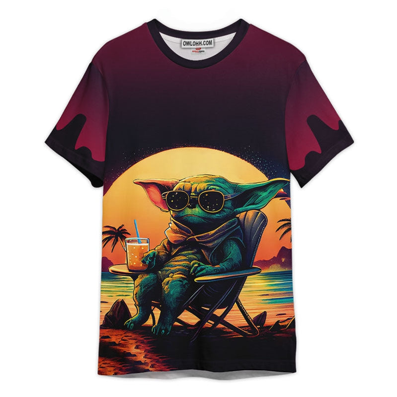 Star Wars Baby Yoda Beach Vibes Only Gift For Fans Unisex 3D T-shirt - Chic Loom