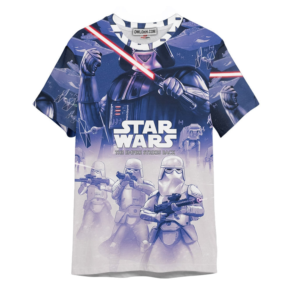 Star Wars The Empire Strikes Back White Purple Gift For Fans Unisex 3D T-shirt - Chic Loom