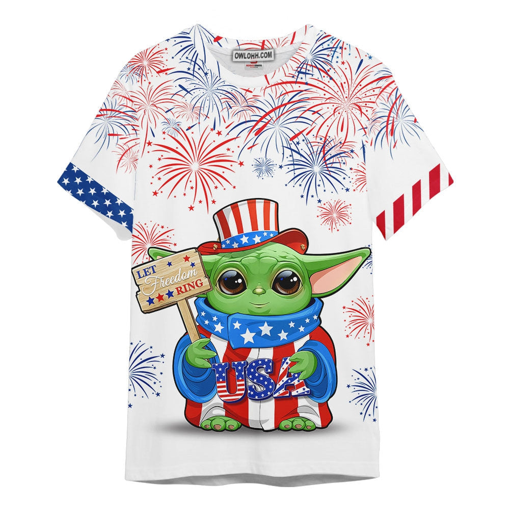 Star Wars Baby Yoda Independence Day Gift For Fans Unisex 3D T-shirt - Chic Loom