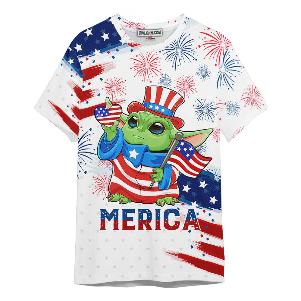 Star Wars Baby Yoda Independence Day Gift For Fans Unisex 3D T-shirt - Chic Loom