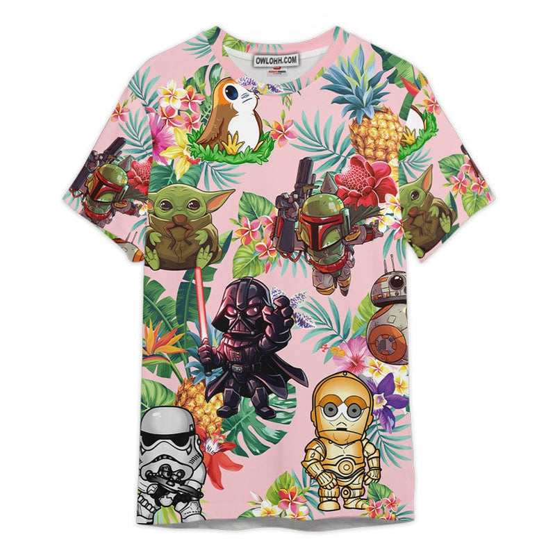 Star Wars Tropical Flowers Beach  Gift For Fans Unisex 3D T-shirt - Chic Loom