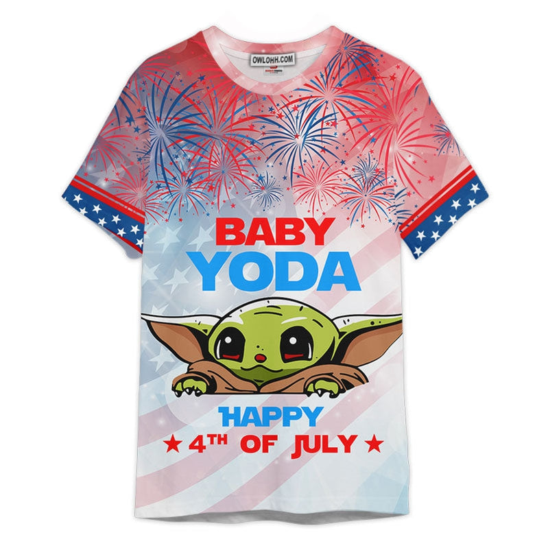 Star Wars Baby Yoda Happy 4th of July Gift For Fans Unisex 3D T-shirt - Chic Loom