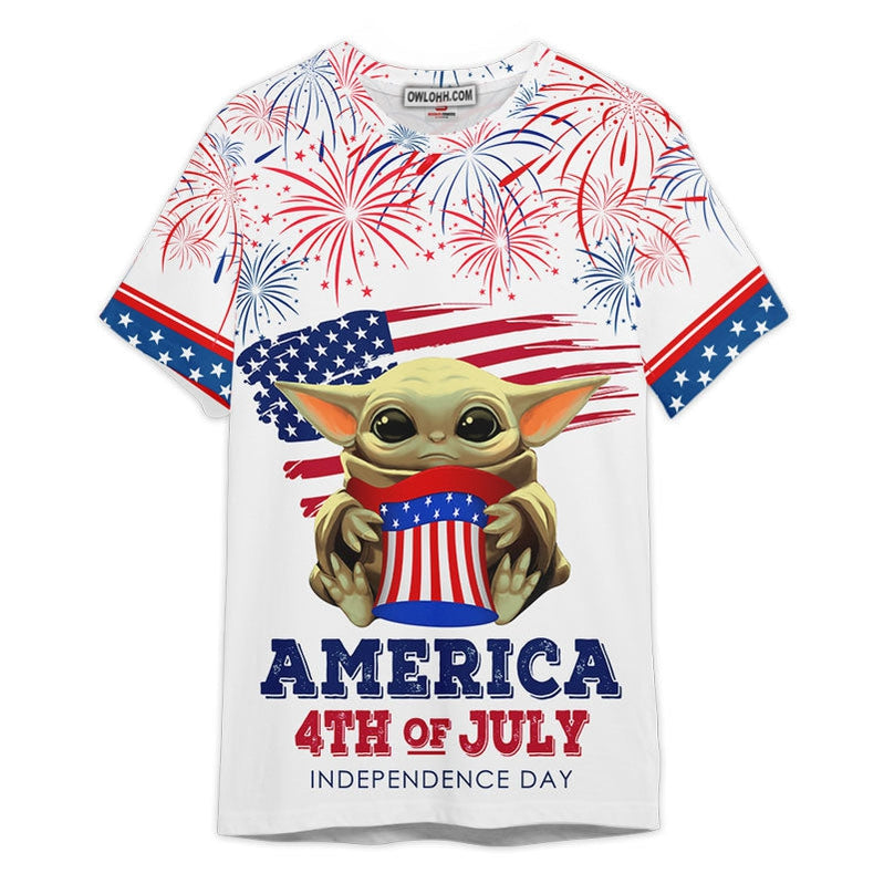 Star Wars Baby Yoda America 4th of July Gift For Fans Unisex 3D T-shirt - Chic Loom