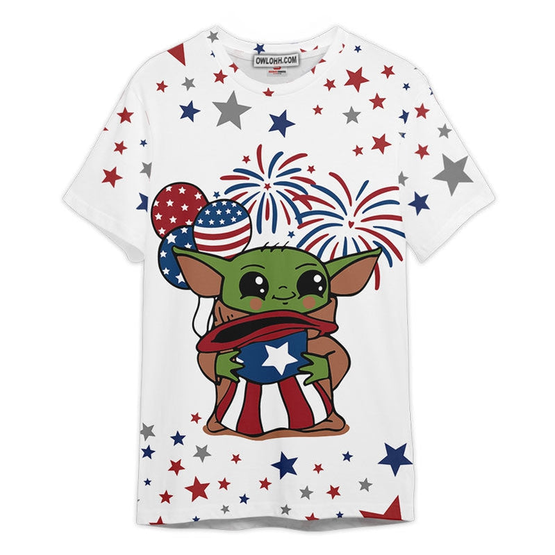 Star Wars Baby Yoda Independence Day Gift For Fans Unisex 3D T-shirt - Chic Loom