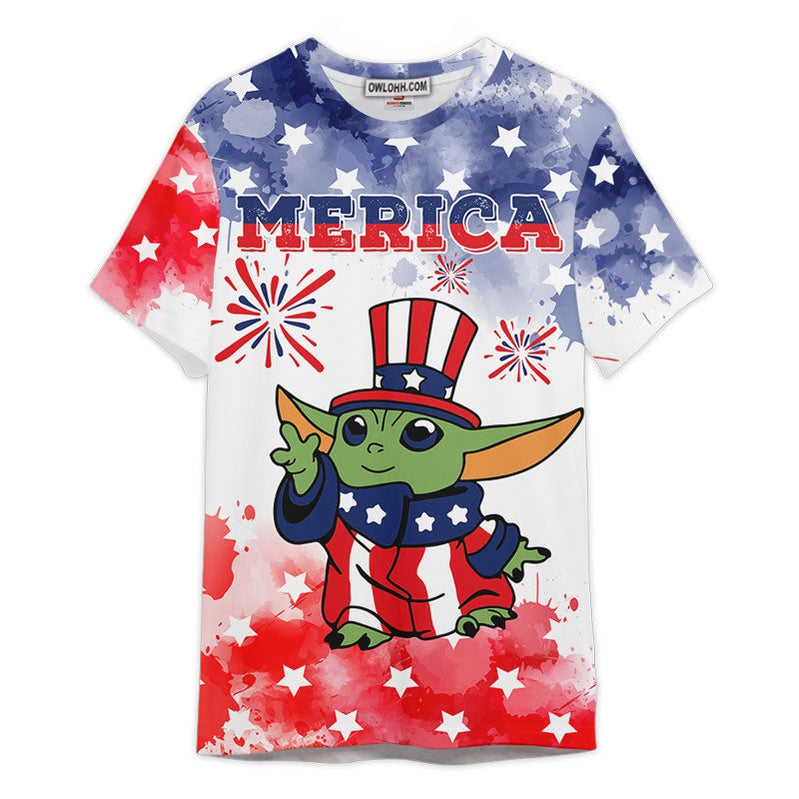 Star Wars Baby Yoda Merica Independence Day Gift For Fans Unisex 3D T-shirt - Chic Loom