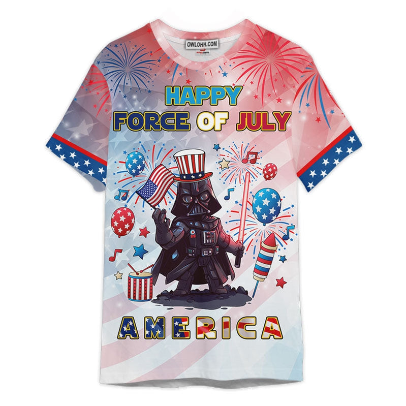 Star Wars Darth Vader Happy Force Of July America Gift For Fans Unisex 3D T-shirt - Chic Loom
