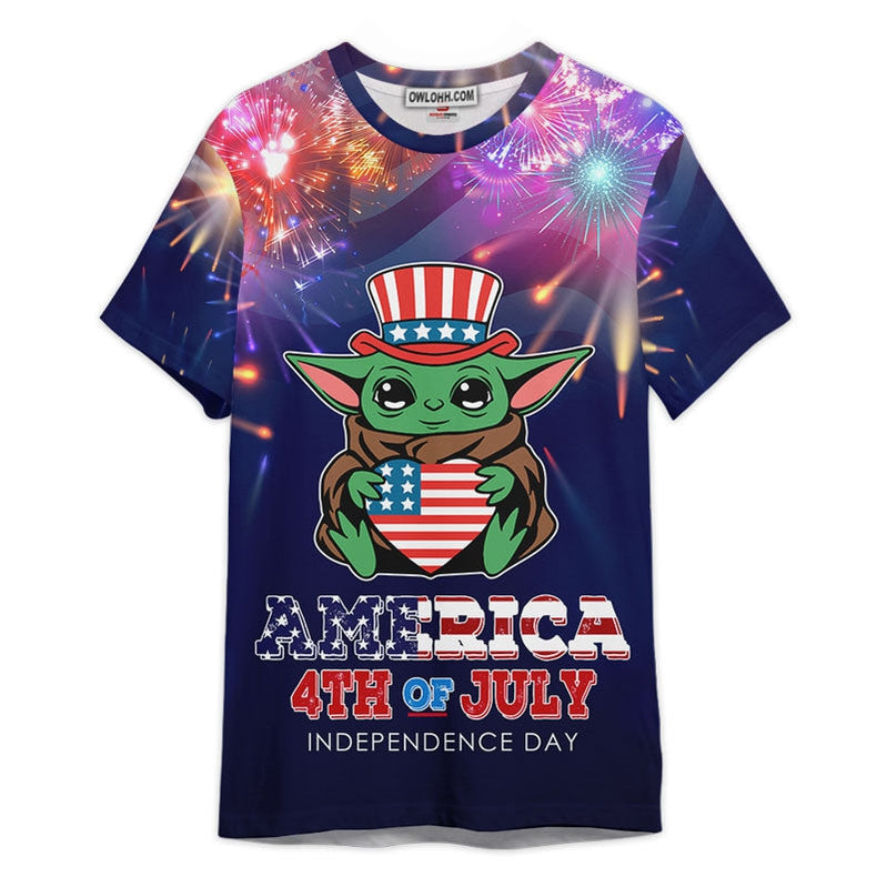 Star Wars Baby Yoda America 4th Of July Independence Day Gift For Fans Unisex 3D T-shirt - Chic Loom