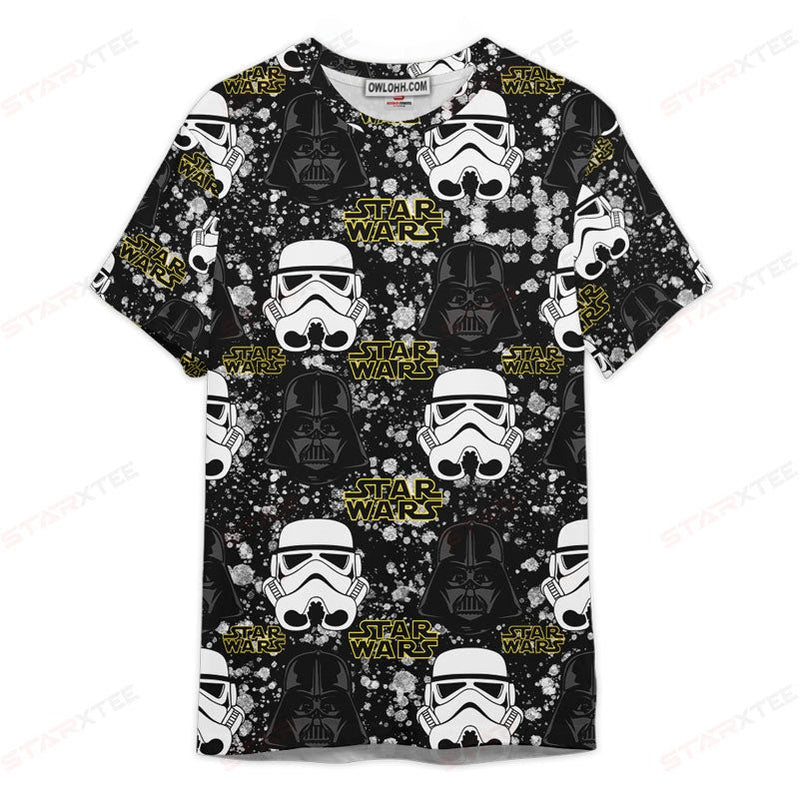 Star Wars Pattern Black and White Gift For Fans Unisex 3D T-shirt - Chic Loom