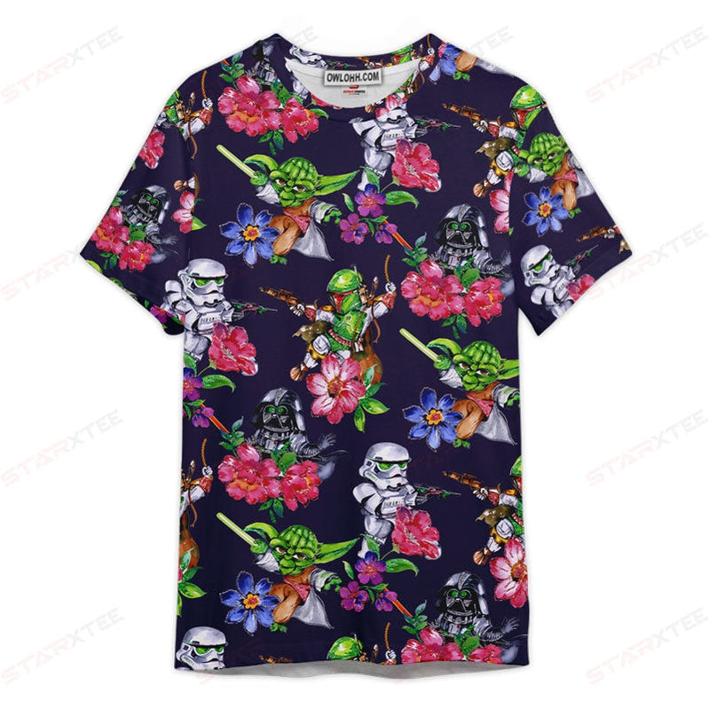 Star Wars Patter Flower Gift For Fans Unisex 3D T-shirt - Chic Loom