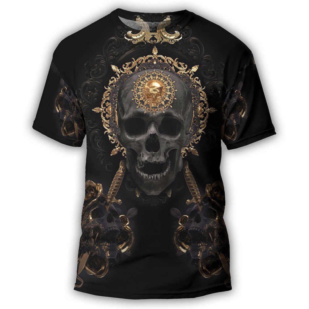 Skull Golden Skull True King Stay True Till Death - 3D T-shirt - Chic Loom