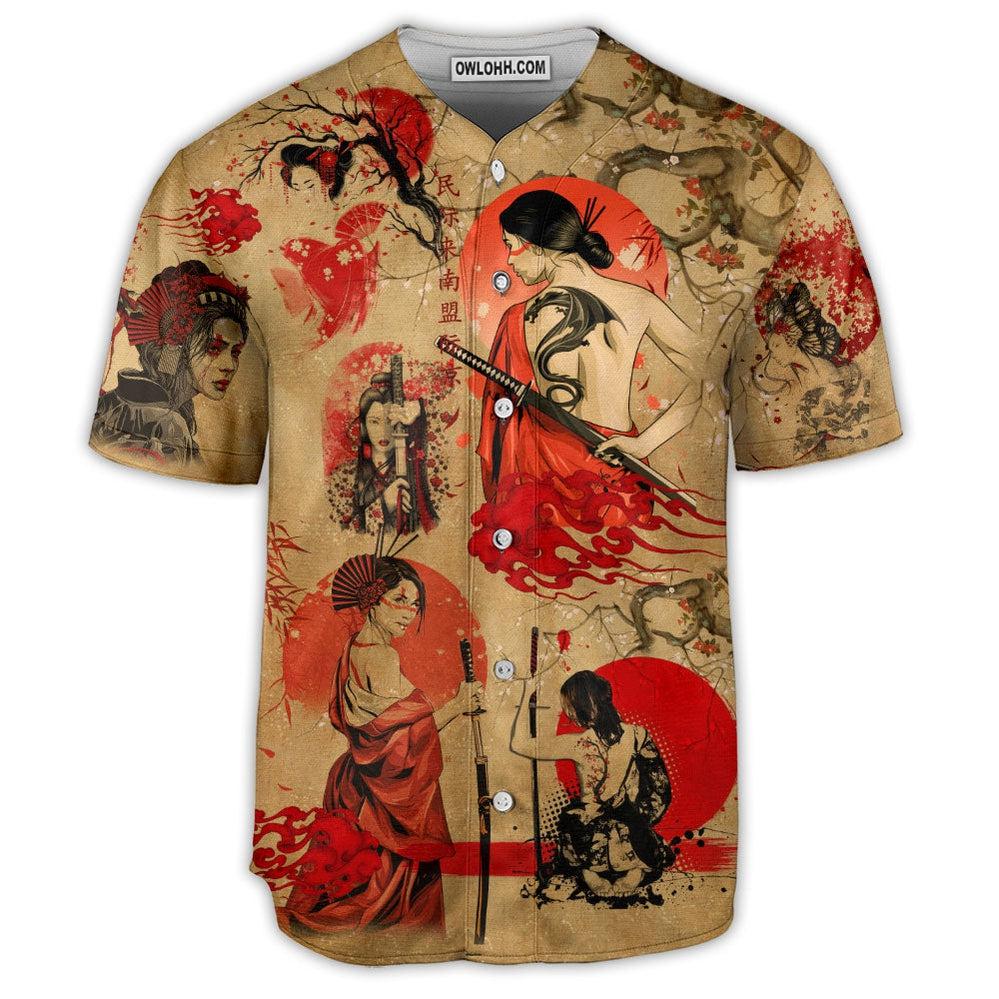 Samurai Girl Tattoo Strong - Baseball Jersey