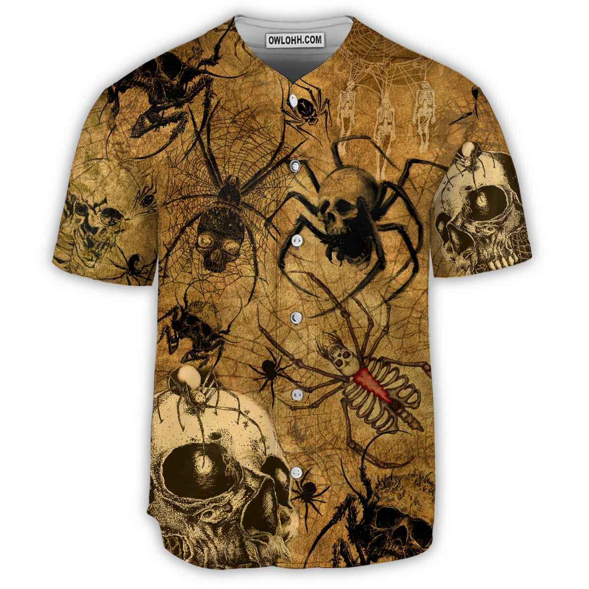 Skull Im Only Here For The Spiders - Baseball Jersey - Chic Loom