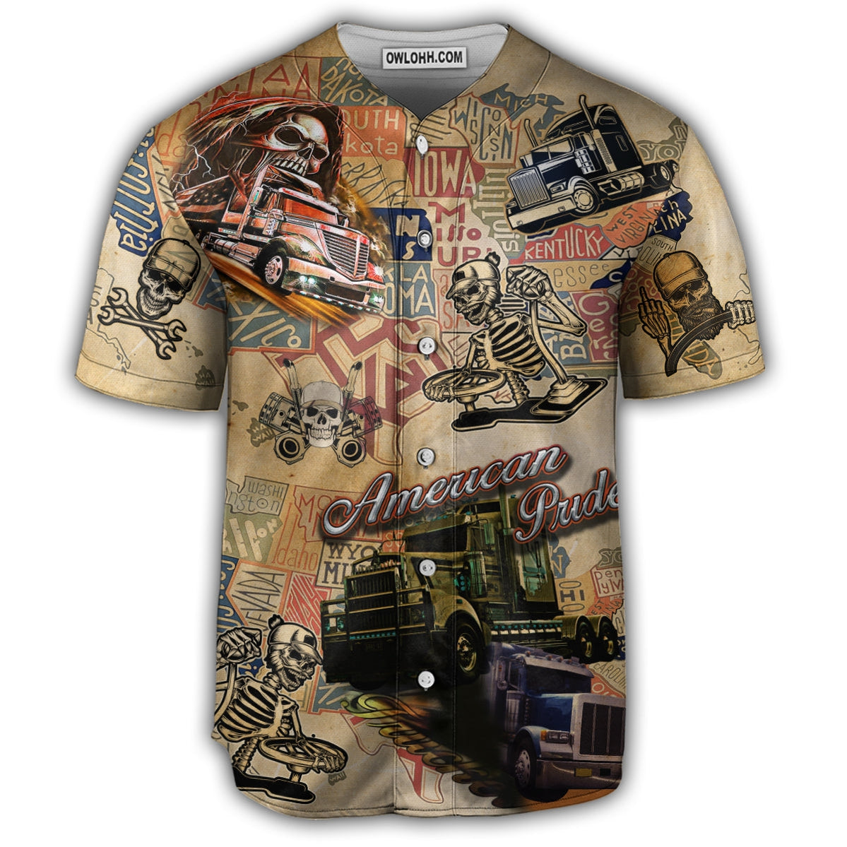 Skull Love Life American Pride - Baseball Jersey - Chic Loom