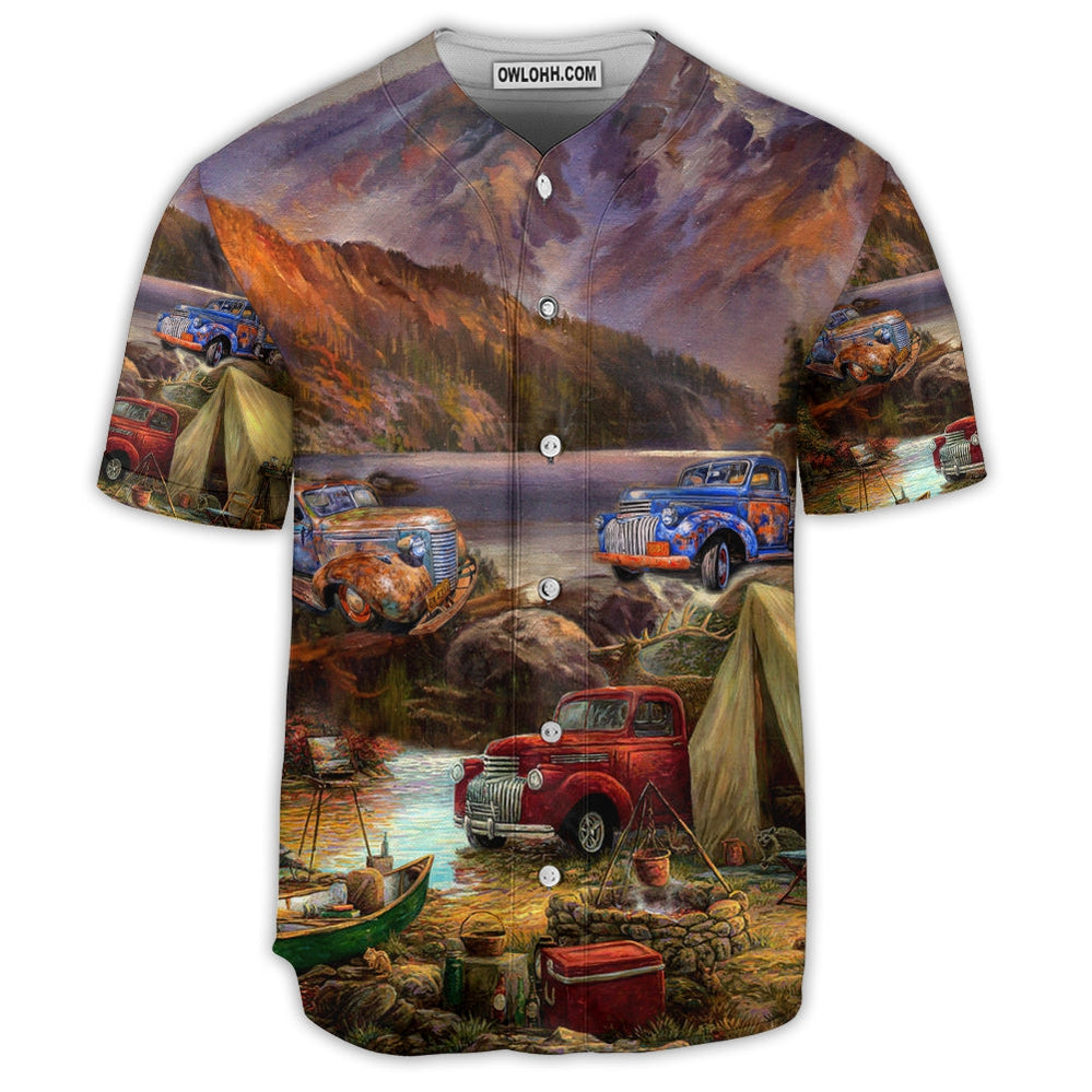Camping Car Mountain Style Beautiful - Baseball Jersey  - Chic Loom