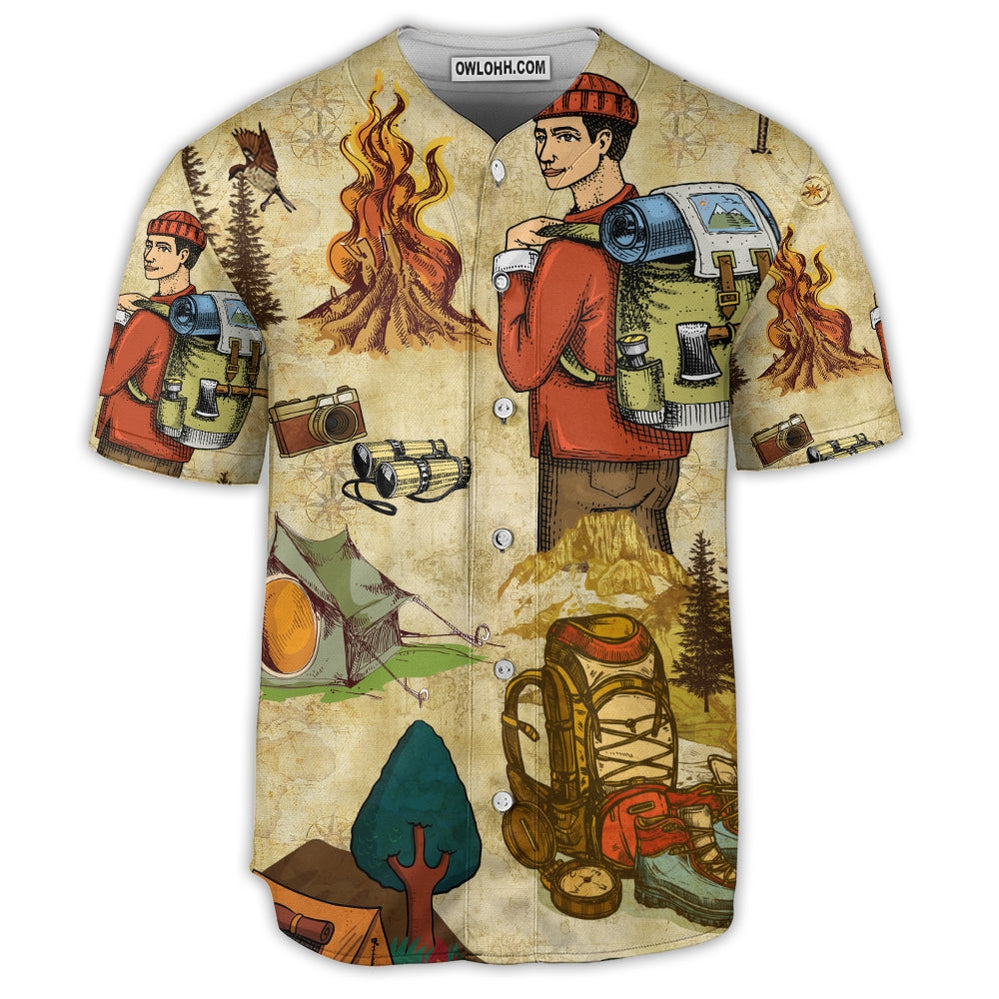 Camping Love Life Art Style - Baseball Jersey  - Chic Loom