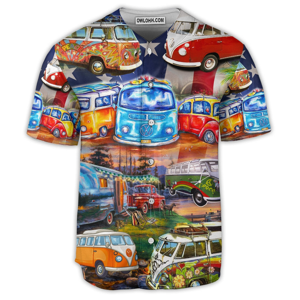 Camping Independence Day America - Baseball Jersey  - Chic Loom