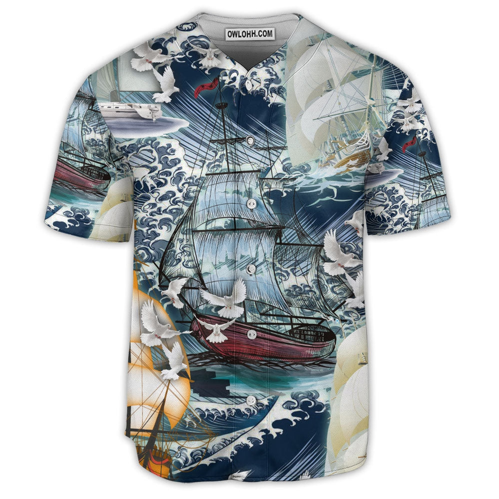 Sailing Dove Love Big Wave - Baseball Jersey  - Chic Loom