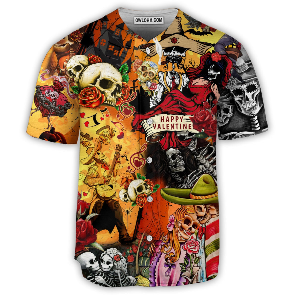 Skull Happy Women's Day, Valentine Gift's Day - Baseball Jersey - Chic Loom