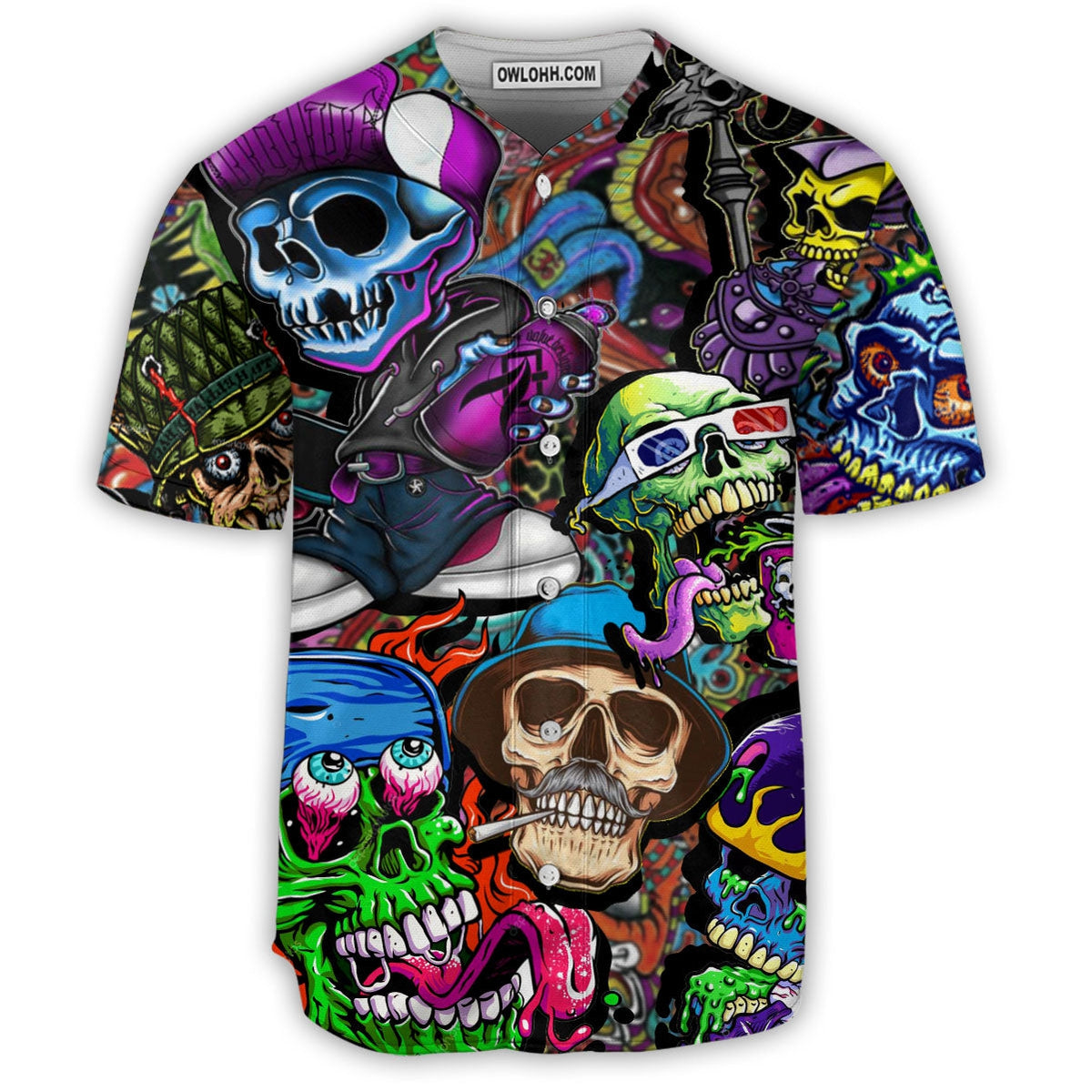 Skull Painting Colorful Mix - Baseball Jersey - Chic Loom