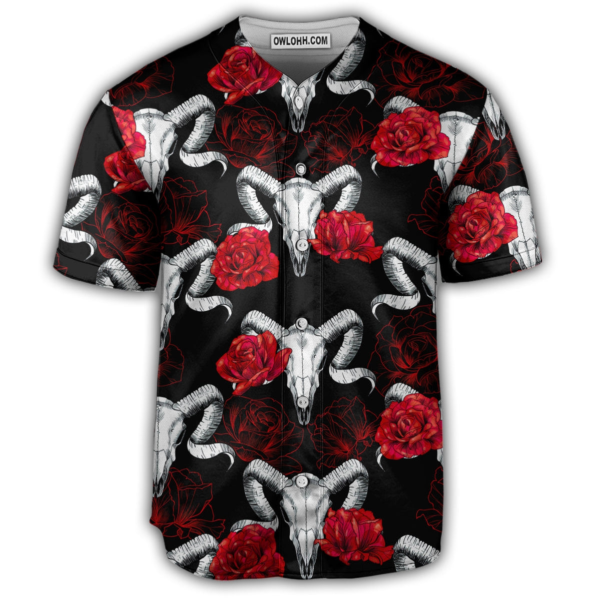 Skull Ram Rose - Baseball Jersey - Chic Loom