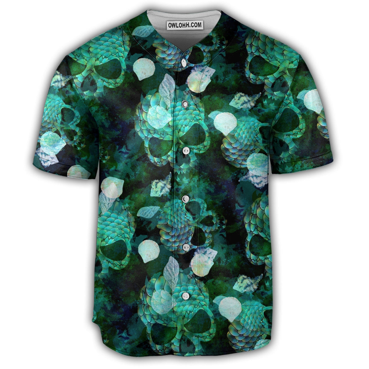 Skull Fish Green Style - Baseball Jersey - Chic Loom