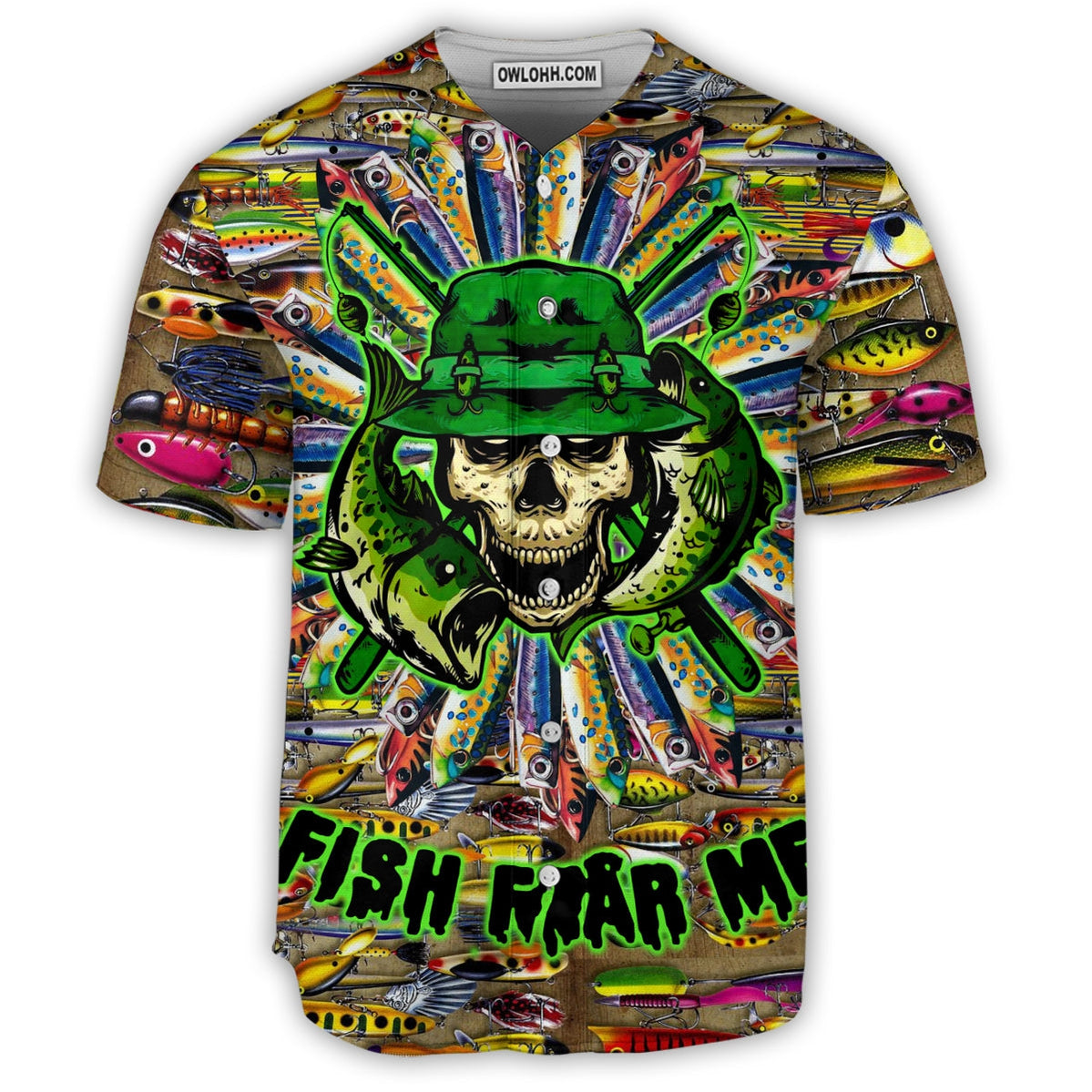 Fishing Skull Just A Man Loves Fishing Skull - Baseball Jersey - Chic Loom