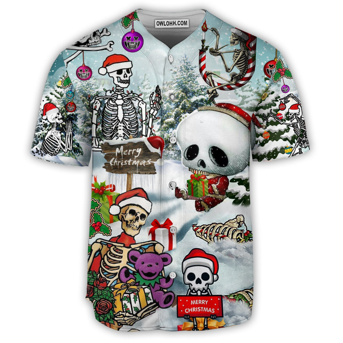 Skull Xmas Snow - Baseball Jersey - Chic Loom