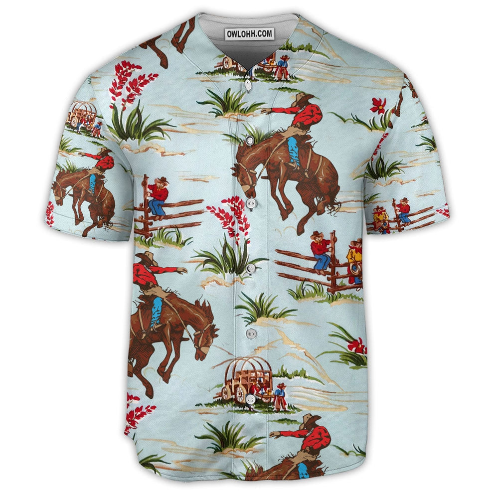 Horse Cowboy Native Art - Baseball Jersey  - Chic Loom