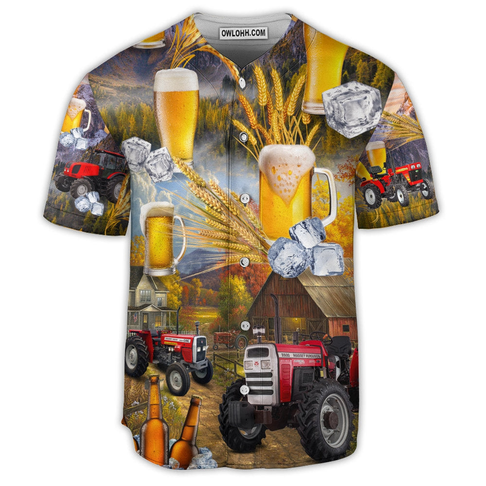 Beer And Tractor Autumn Farm Life - Baseball Jersey  - Chic Loom