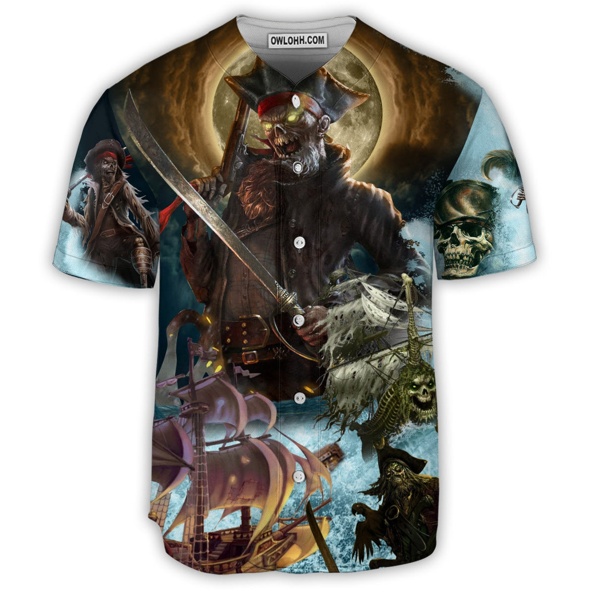 Skull Pirates Love Ocean - Baseball Jersey - Chic Loom