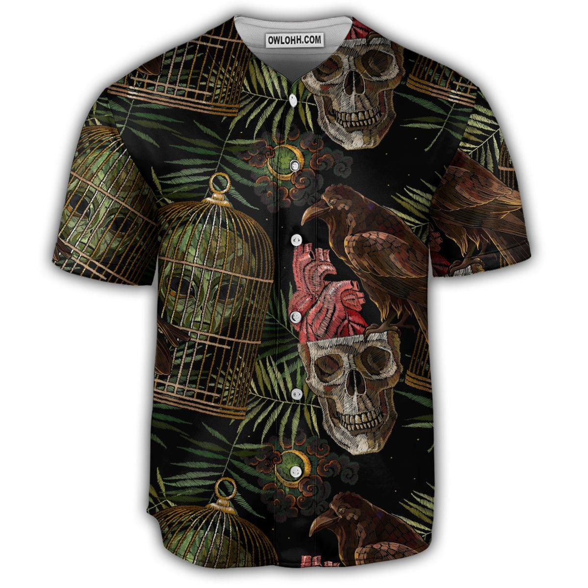 Skull Alien Tropical Leaf - Baseball Jersey - Chic Loom