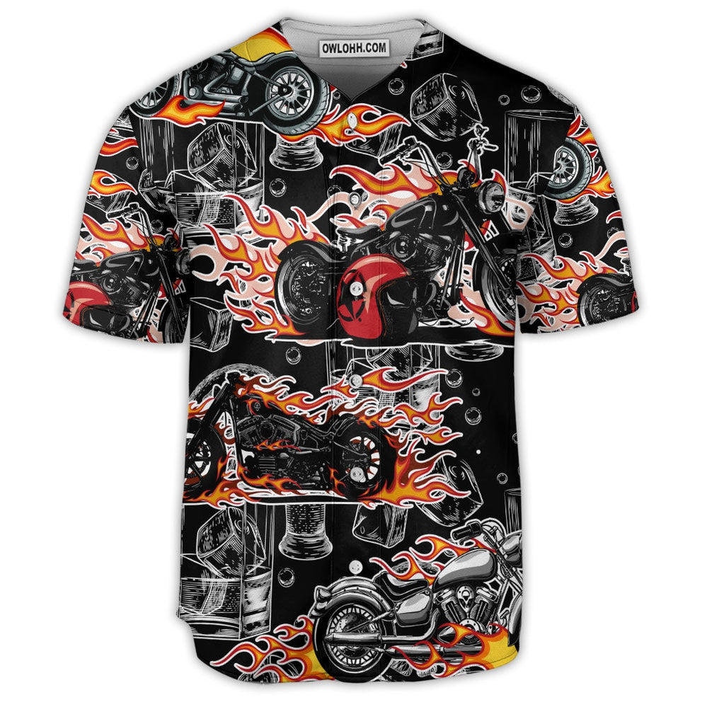 Motorcycle Flame Racing Wine Lover - Baseball Jersey  - Chic Loom