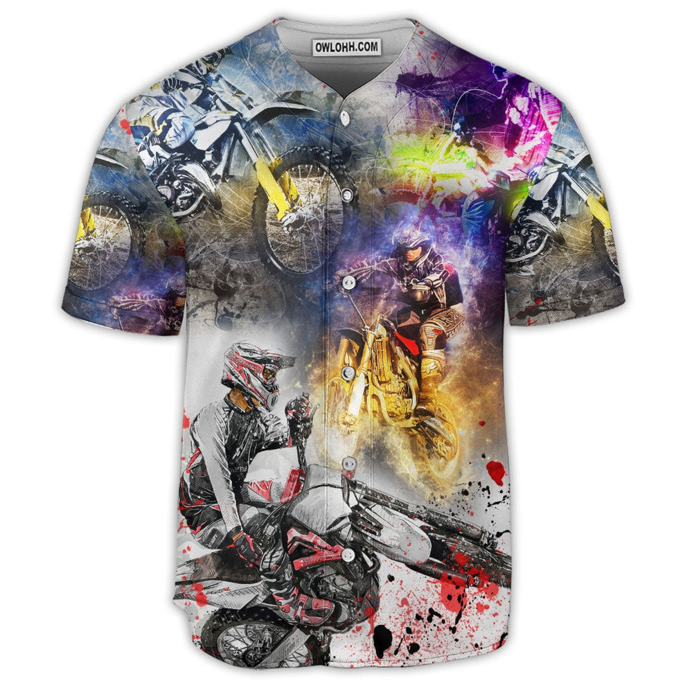 Motorcycle Colorful Art Style - Baseball Jersey  - Chic Loom