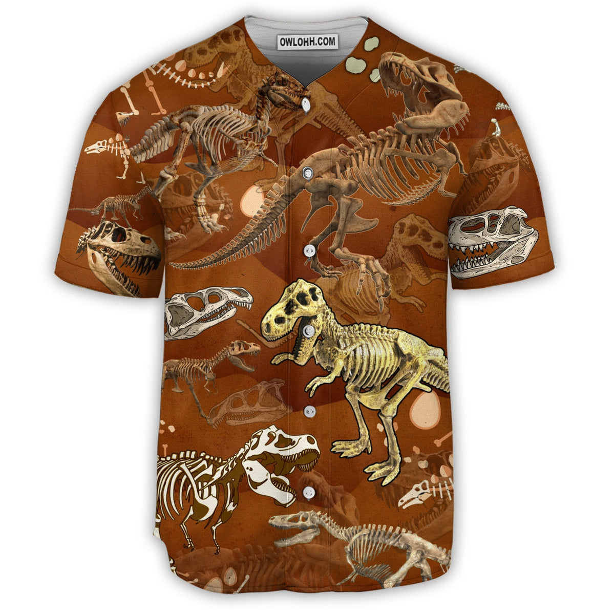 Jurassic Park Dinosaur Skull Jurassic Park Dinosaurs T-Rex Skull - Baseball Jersey - Chic Loom