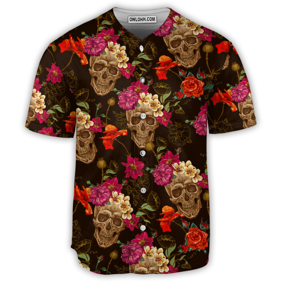 Skull Amazing Flowers Sugar - Baseball Jersey - Chic Loom