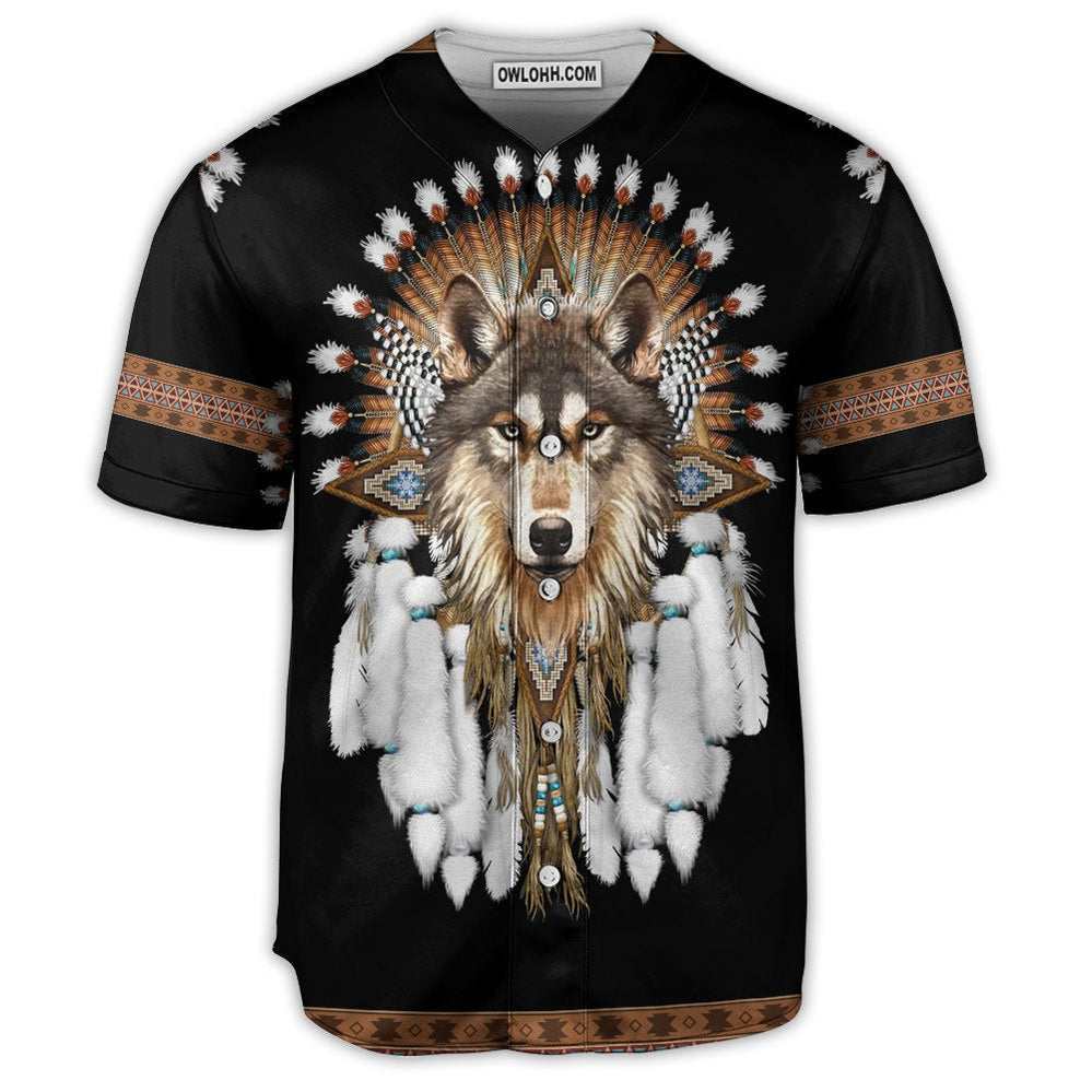 Wolf Native American Wolf Cool - Baseball Jersey  - Chic Loom