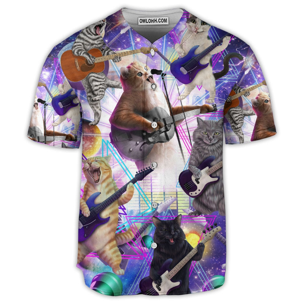 Guitar Cat Playing Guitar Funny Music Lover - Baseball Jersey  - Chic Loom