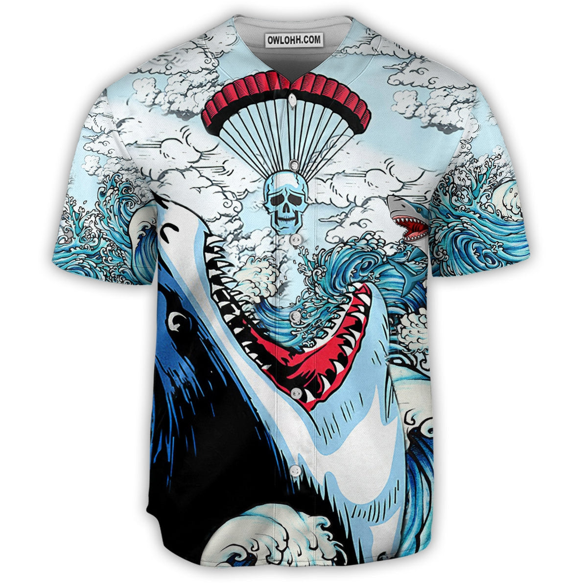 Shark Skull Shark Love Skull Style - Baseball Jersey - Chic Loom