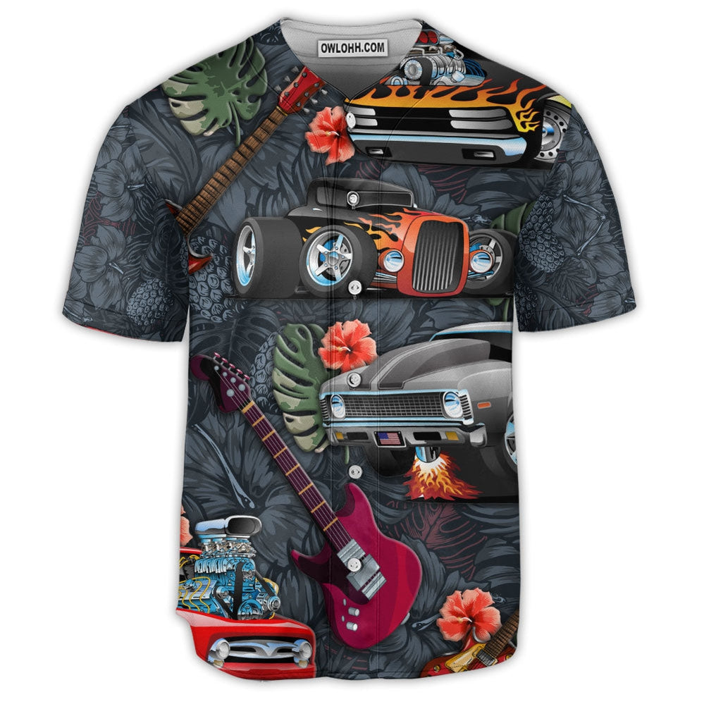 Hot Rod And Guitar Tropical Vibe - Baseball Jersey  - Chic Loom