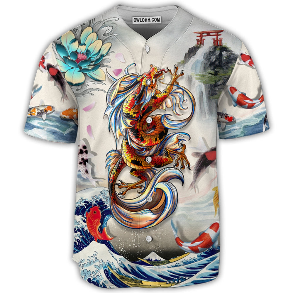 Beautiful Dragon With Lotus Flower - Baseball Jersey  - Chic Loom