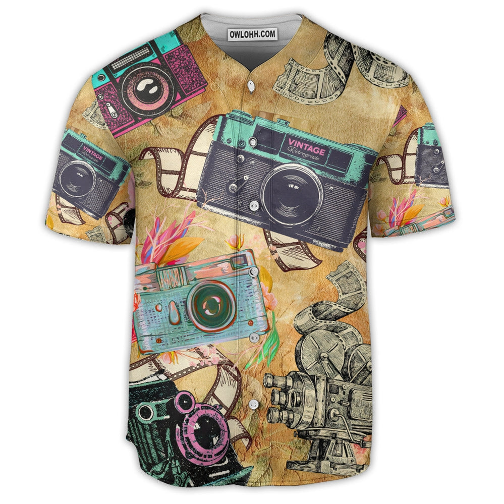 Camera Look At Old Cameras - Baseball Jersey  - Chic Loom