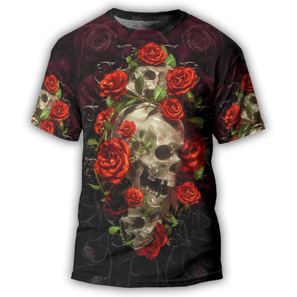 Skull And Roses Art - 3D T-shirt - Chic Loom