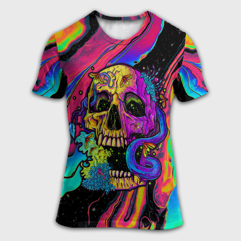 Skull And moth Night Butterfly Neon Style - 3D T-shirt - Chic Loom