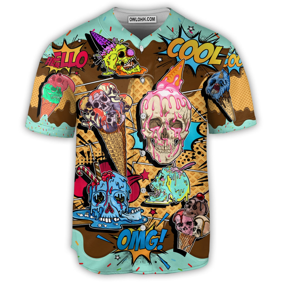Skull Ice Cream - Baseball Jersey - Chic Loom
