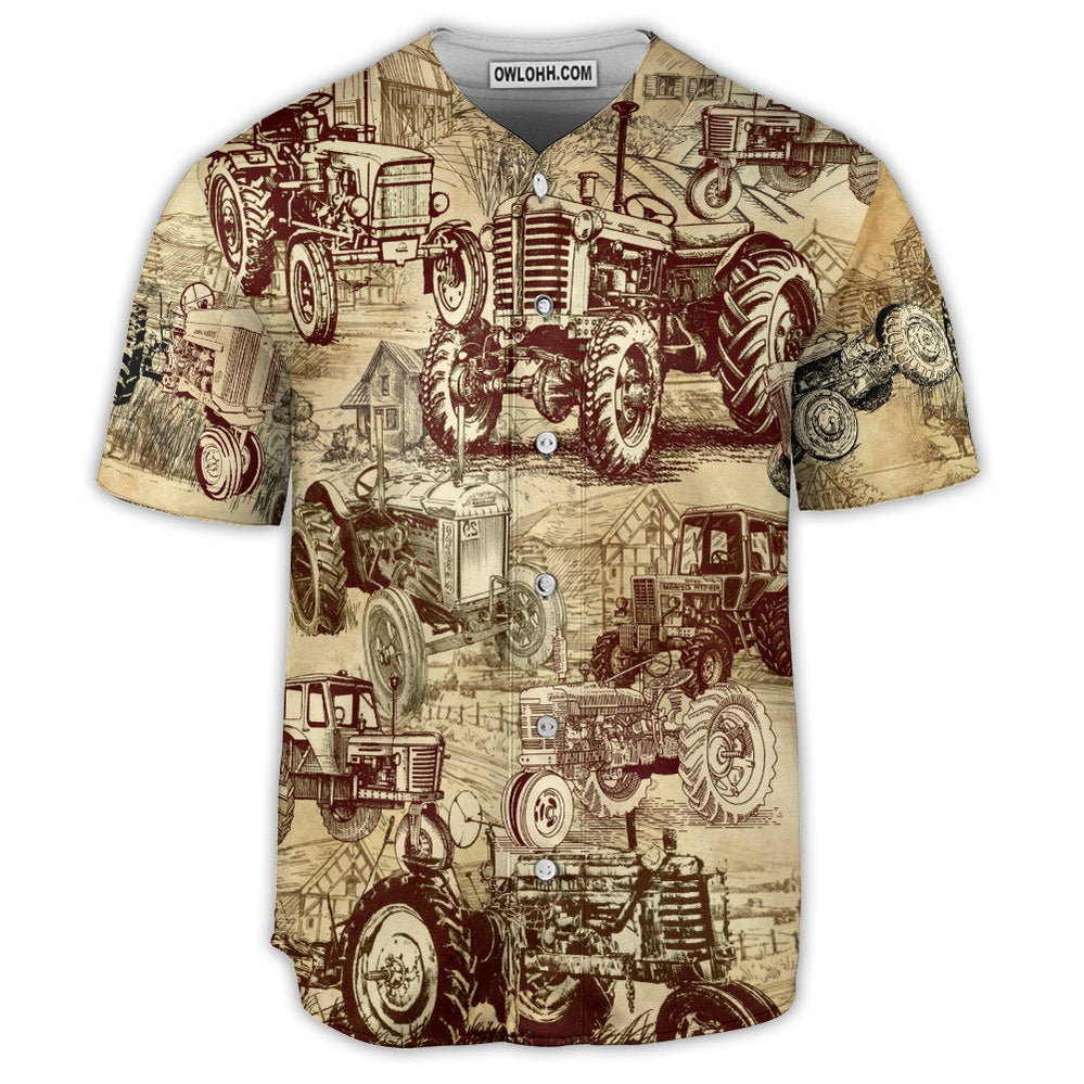 Tractor Farm All I Want To Do Is Work On My Farm - Baseball Jersey  - Chic Loom
