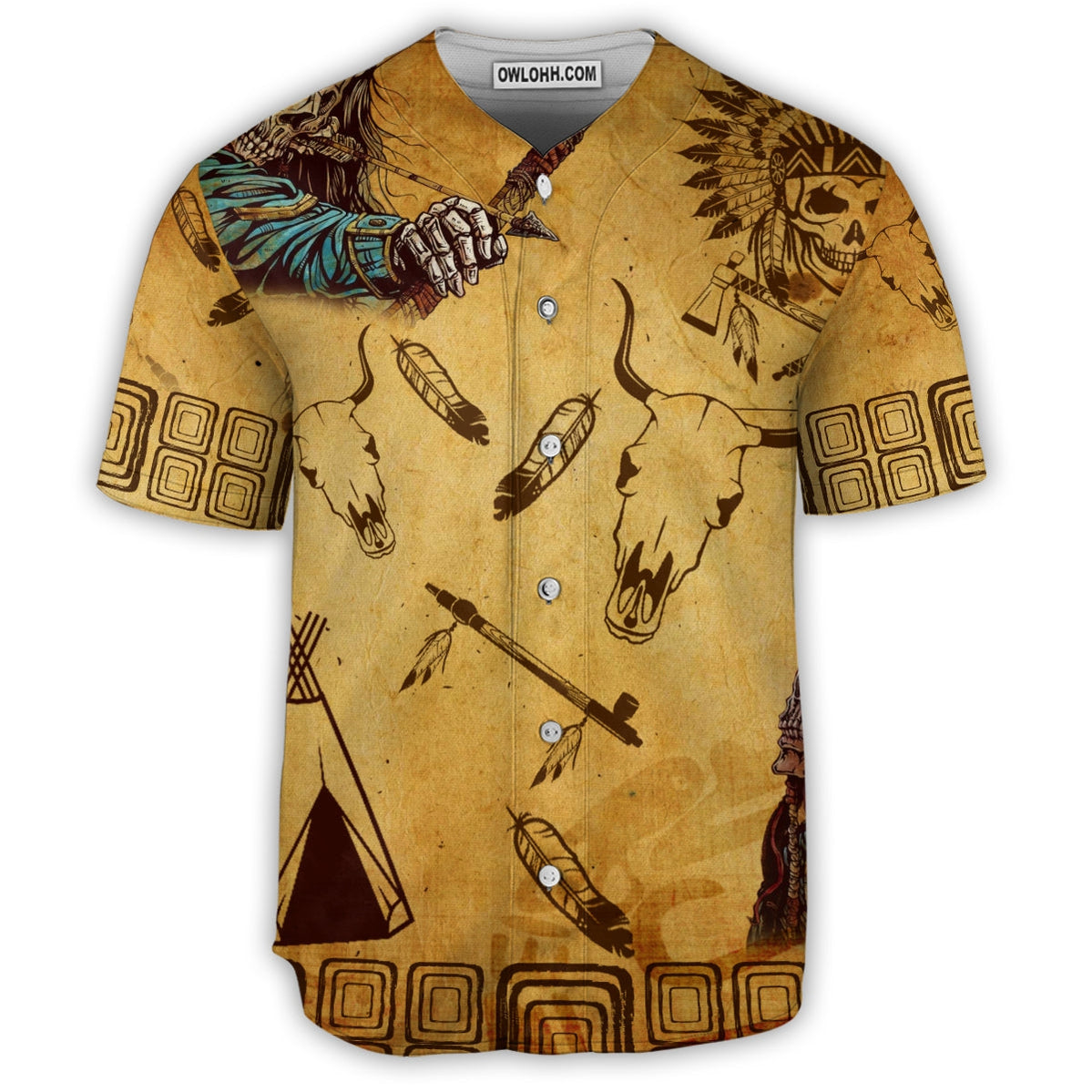 Skull Native Skull War - Baseball Jersey - Chic Loom