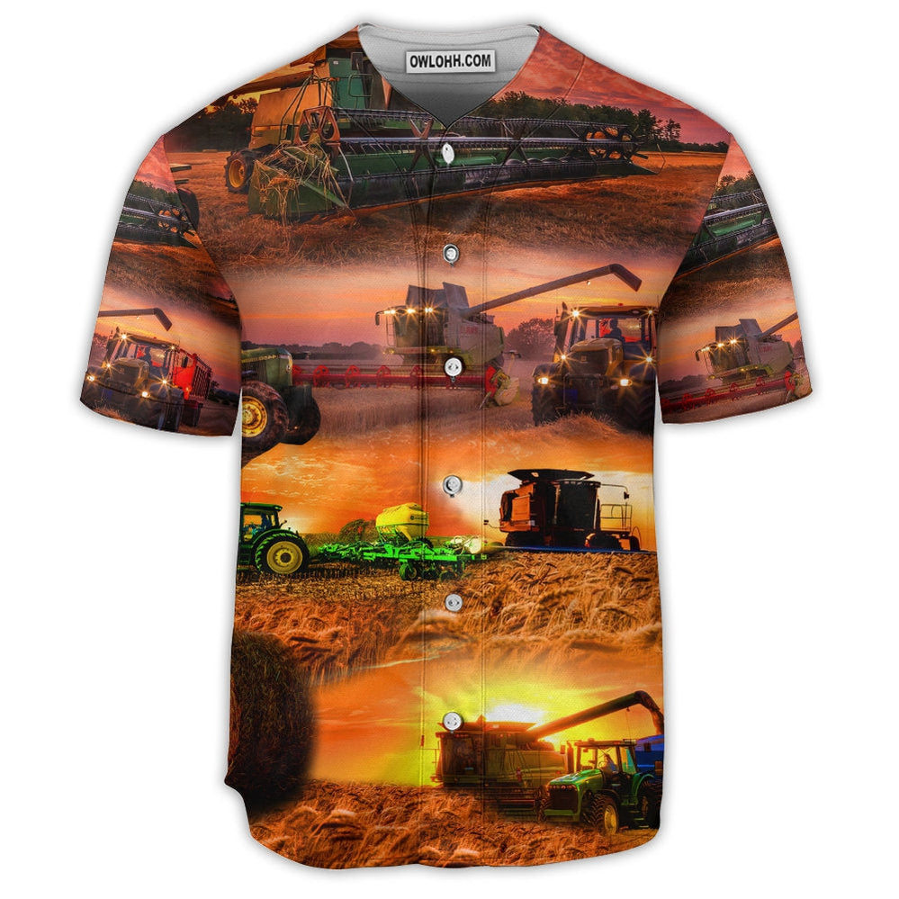 Tractor Farm The Harvest Is Great And Plentiful - Baseball Jersey  - Chic Loom