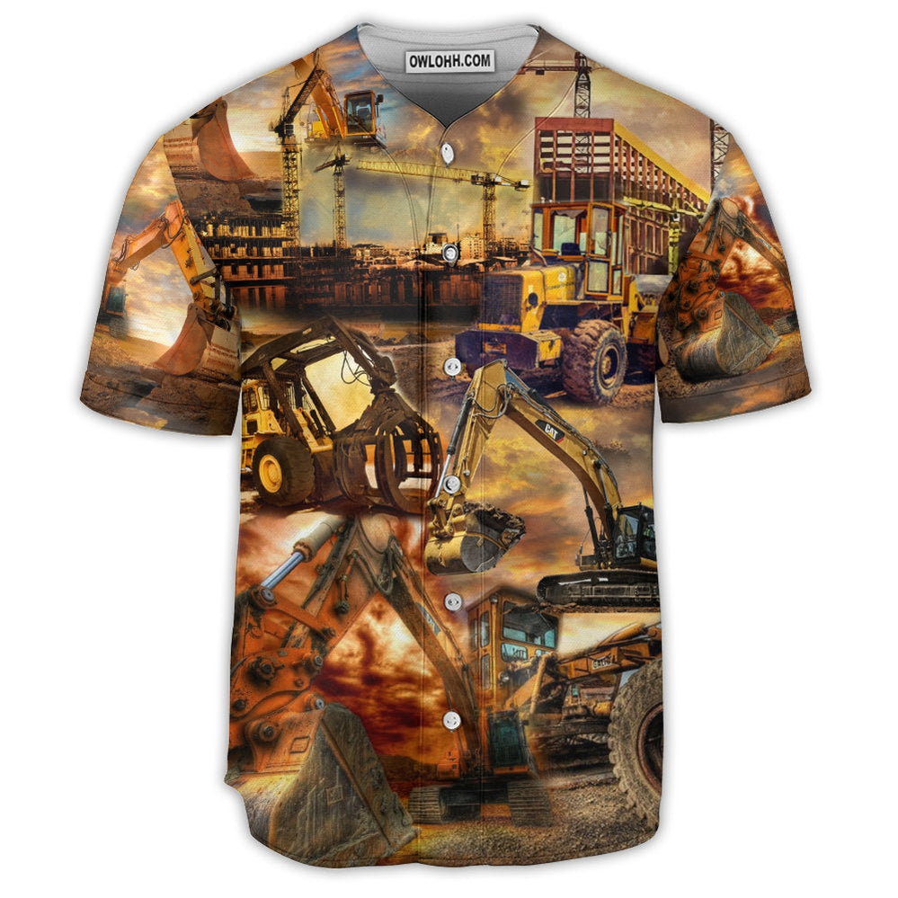 Tractor We Build With Passion Construction- Baseball Jersey  - Chic Loom
